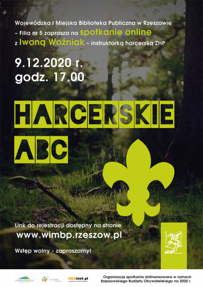 Plakat spotkania Harcerskie ABC z Iwoną Woźniak